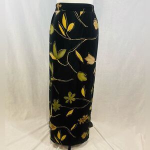 Vintage World Trends black mocha and green print maxi skirt size 1X